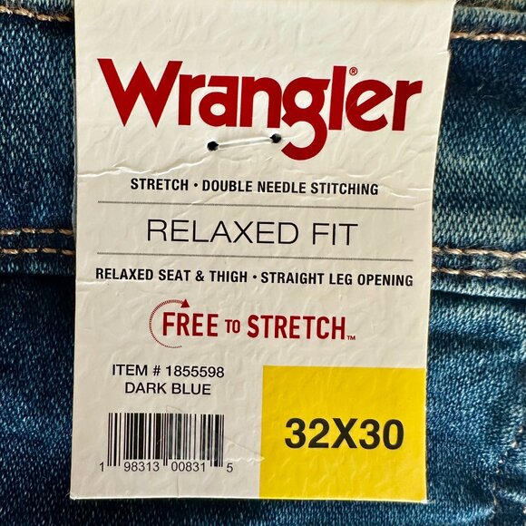 Wrangler Men's Jeans Size 32X30 Blue Free To Stretch Relax Fit Casual Denim NEW - Picture 2 of 13
